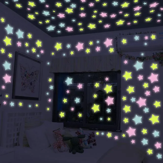 3 см обои стены наклейки световой звезда стены палочки принцесса украшения стены комнаты ночные огни стикер стены