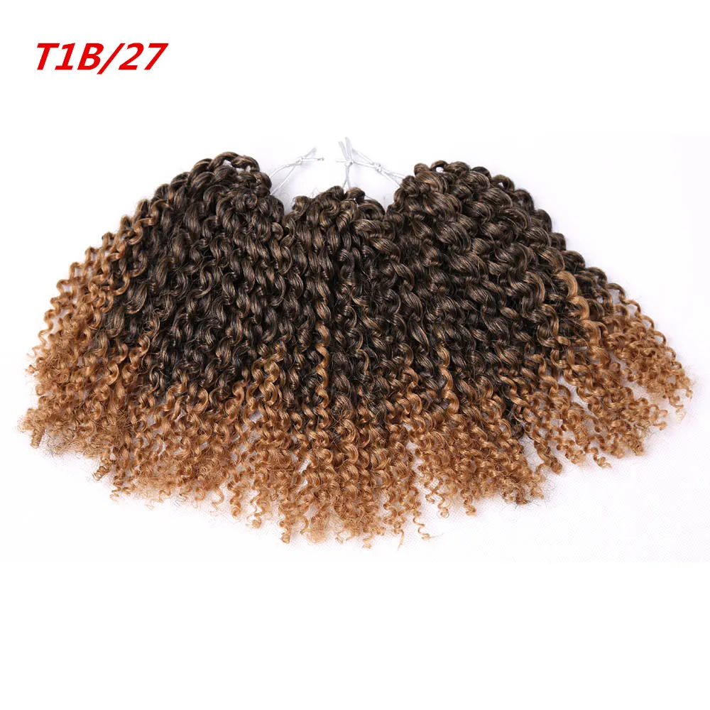 8Inch Set Marly Braid Synthetiskt flätande hår med ombre lila rosa och blond malibob -Crochet Hair Extensions8927256