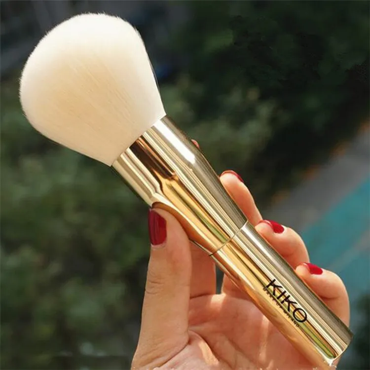 2021 Hot Sale Kiko Big Powder Brush Haintic Hain مع مقبض معدني ذهبي محمول Kabuki Face Makeup Brushes Free Ship Free