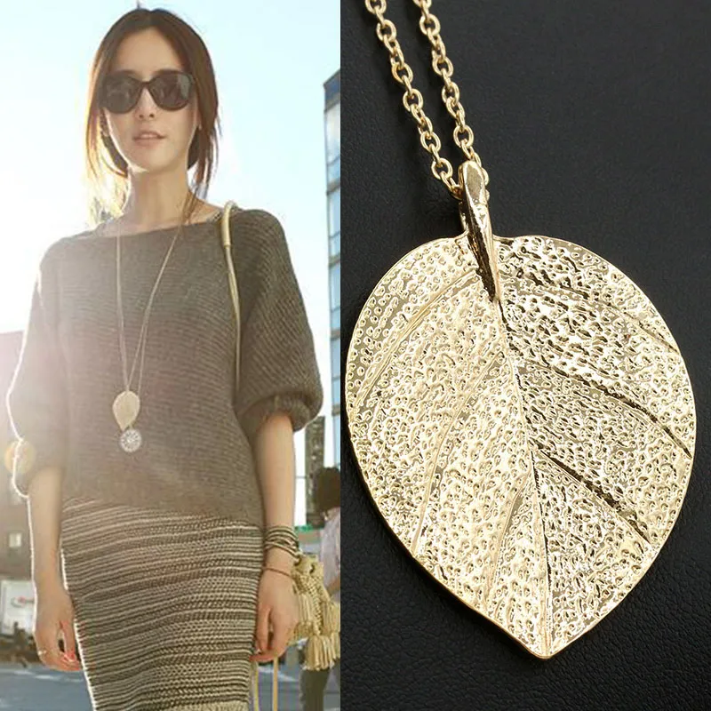 Feuille d'or Feuilles Pendentif Collier 2018 Mode Vintage Punk Clavicule Chaîne Charme Bijoux pour Femmes C3465