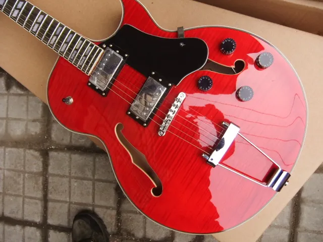 Hela ny ankomst Jazz ES 175 Electric Guitar L5 i Red 1102255192816