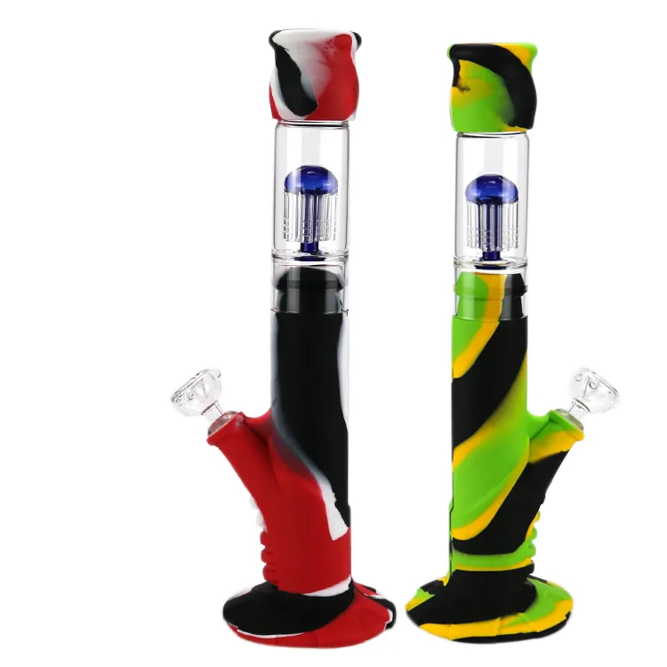 Non toxique 14,17 pouces Grand Silicone Bongs Portable Shisha Eau Narguilé Pipe Tube Haute Qualité Fumer Bong Pipe Cadeau De Noël Mignon