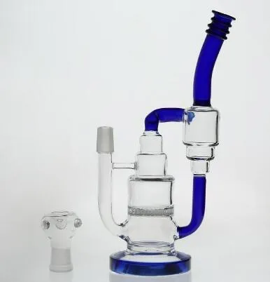 Palenie Rury Honeycomb Perkolator i podwójny Recykler Rig Oil Rigs Glas Bongs Złączony Rozmiar 18.8mm W magazynie Tanie Królewskie Niebieskie Nargile