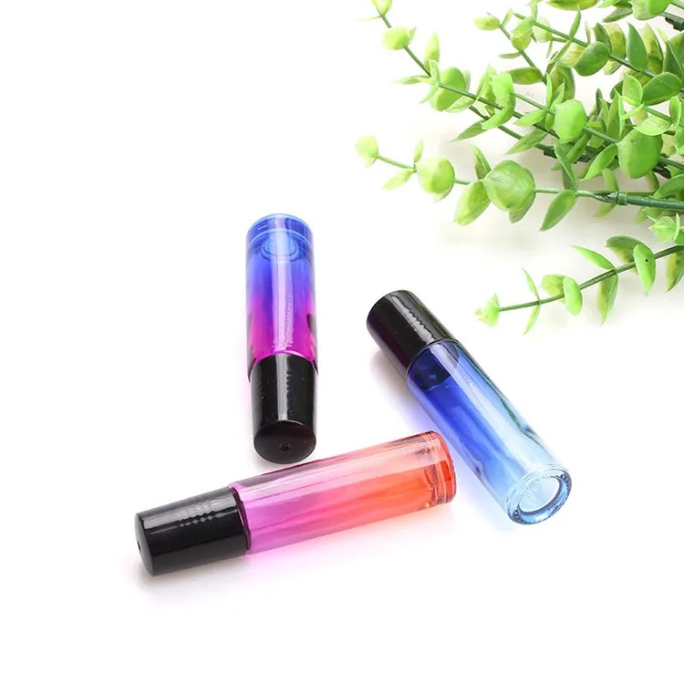 2019 NOUVEAU Coloré 10 ml Verre Roll On Bouteilles avec Bille En Acier Inoxydable Pour Huiles Essentielles Parfum Via DHL Livraison Gratuite