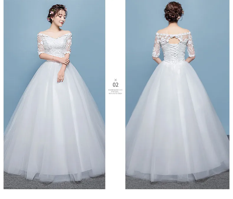 Vraie photo 2018 V-cou Blanc Illusion Dentelle Robe De Mariée Demi Manches Dos Nu Style avec Délicatesse Fleurs Robe De Noiva