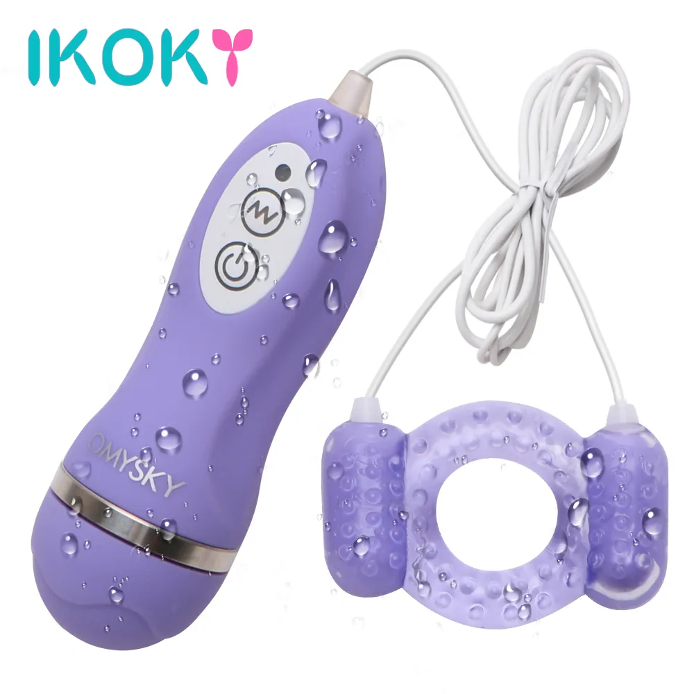 IKOKY Vibrateur Pénis Anneau Saut Oeuf Sex Toys Pour Hommes Stimulateur De Pénis avec Télécommande Anneau Persistant Masturbation Masculine Y18103005