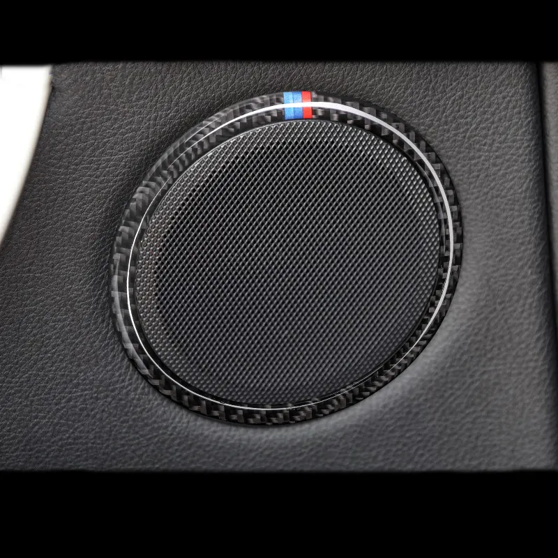 탄소 섬유 차량용 오디오 스피커 자동차 도어 스피커 트림 커버 BMW 3 용 원형 스티커 4 시리즈 3GT F30 F31 F32 F34 액세서리 스타일링