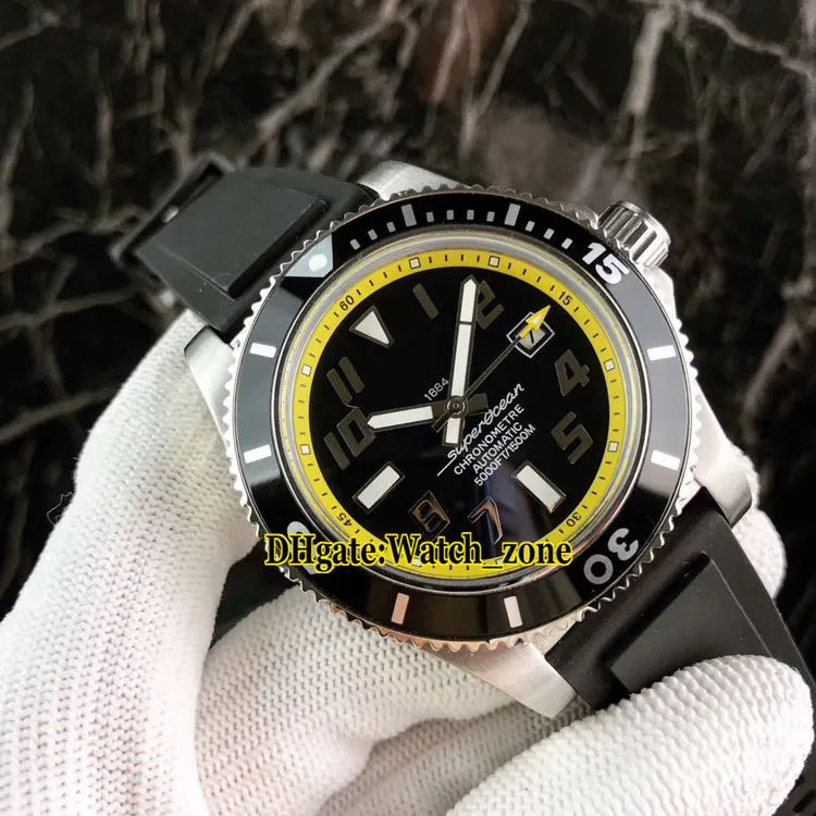 Tanie New Diver II A1736402 Czarny / czerwony Dial Automatyczny Zegarek Mens Obrotowy Bezel Srebrny Obudowa Gumowa Pasek Gents Quality Zegarki Watch_Zone