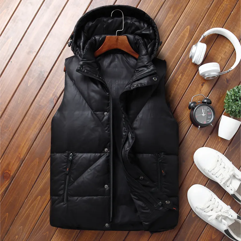 Automne hiver hommes manteau chaud sans manches veste décontracté hommes gilet manteau gilet ultra léger vers le bas gilet 163