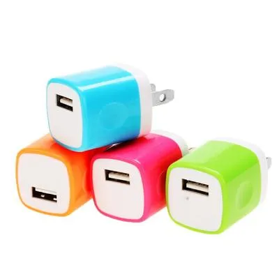 Szybkie ładowanie 5 V 1A Kolorowe Wtyczka domowa Zasilacz USB Adapter do iPhone 5 6 7 dla Samsung S6 S7