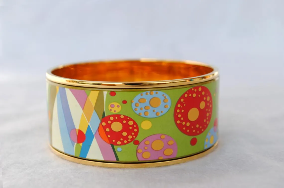 Flower of Love Series 18K gold-plated enamel bangle bracelet for woman Top quality bracelets bangles width 30 mm Fashion jewelry