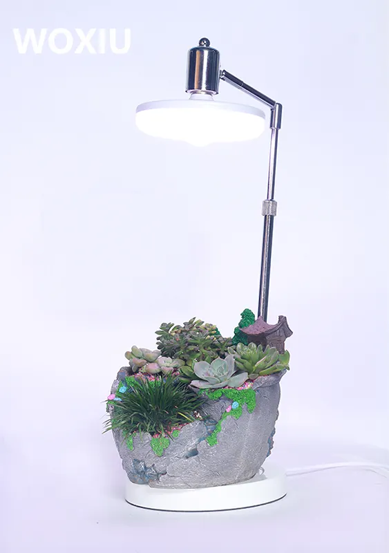 WOXIU LED 스펙트럼 식물 성장 테이블 램프 Potted 건강한 성장 필 라이트 효과 실내 홈 인테리어 샵 사무실 장식 식물 테이블 램프