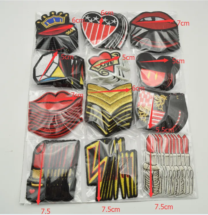 Conjunto de 120 pçs Batom de boca em forma de coração Bordado Applique Iron On Patch design DIY Costure Iron On Patch Badge341C