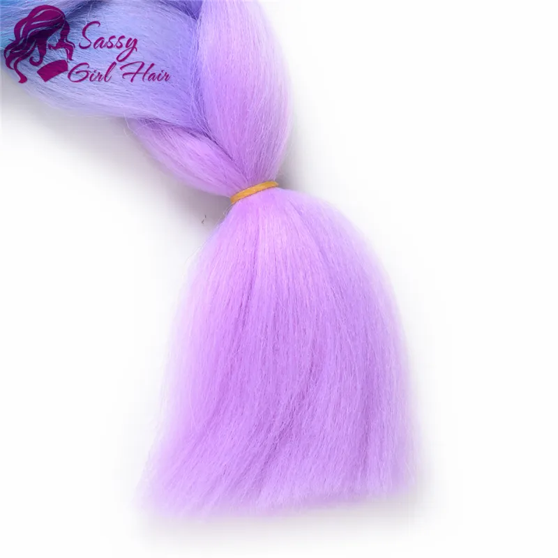 Ombre Tressage Cheveux Jumbo Tresses Cheveux Synthétique Boîte Cheveux Kanekalon Pour Tresses Lot 100gPc 24 pouces60CM PurpleLake BlueLig6608973