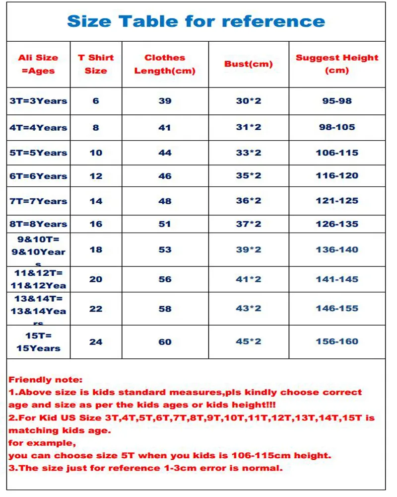 shirts117 size table