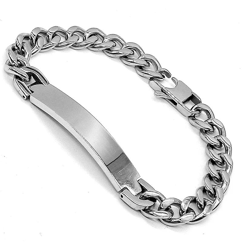 Bracelete de moda de jóias masculino Bracelete de aço inoxidável unissex Silver Bracelets Link Byzantine B001Link Chain