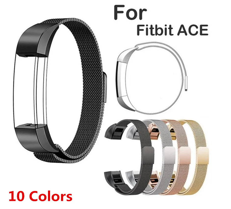 10 COLOSRS Milanese Loop for Fitbit ACE band replacement strap wrist bands Link Bracelet Stainless Steel Bracelet ACE belt