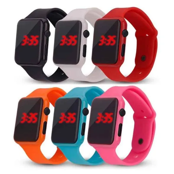 Hot New Square Mirror Face Silicone Band LED Digital Watch Red LED