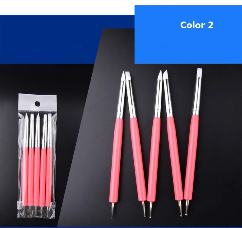 / set Dubbelhuvud Nail Dotting Pen Nail Art Dotting Verktyg Målning Dotting Shading Dual End Tool Set Akrylhandtag 4 färger