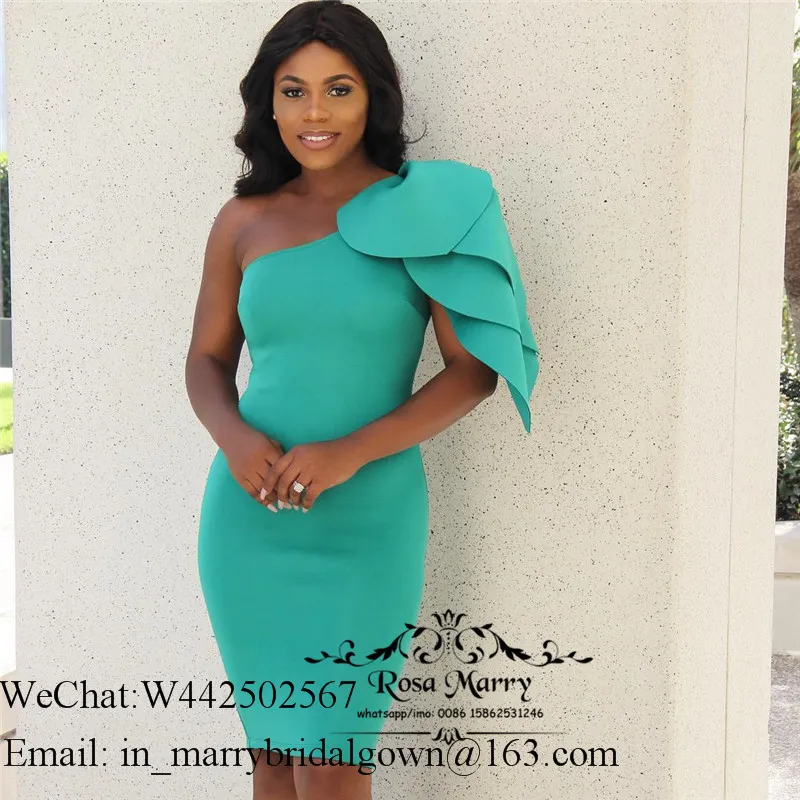Sexy One Shoulder Short Cocktail Prom Party Dresses 2020 Cheap Simple African Arabic Knee Length Green Satin Black Women Formal Evening Gown From Sarah bridal 127.64 DHgate.Com