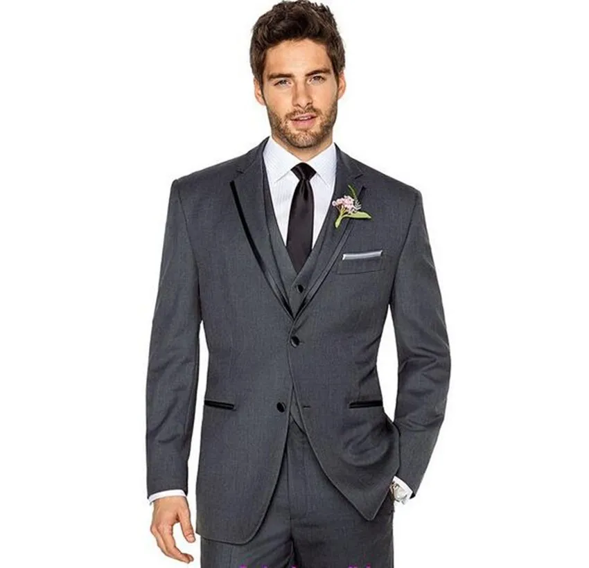 Custom Dark Grey Wedding Suit for Men Classic 3-Piece Tuxedo, Groom  Groomsmen Suits with Pants Tailored Fit Available!