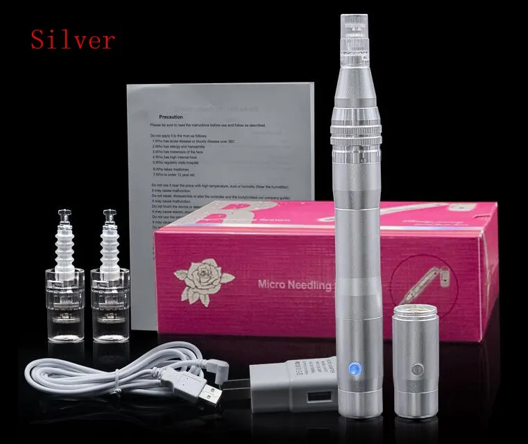 Yyr Derma Pen Rechargeable Stainless Steel Electric Meso Machine Auto Dermapen Micaledling System terapii z baterią i gniazdem