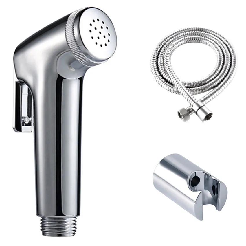 Free Shipping Chrome Hand Held Shattaf Hygience abs Shower Douche Kit Bidet Spray Diaper Sprayer A3001