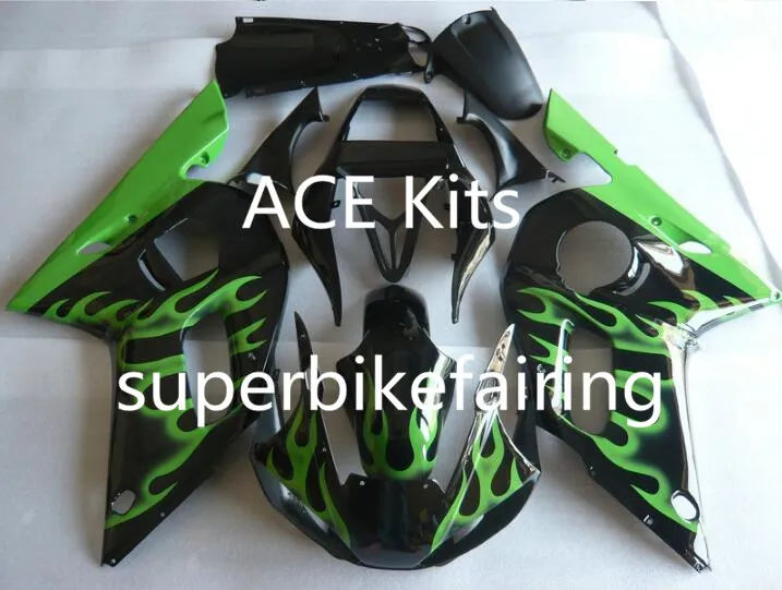 3 gåva nya heta abs motorcykel fairing kit 100% passform för 1998 2002 Yamaha YZF R6 YZF-R6 1998 2002 YZFR6 YZFR6 98 02 Svart grön P13i