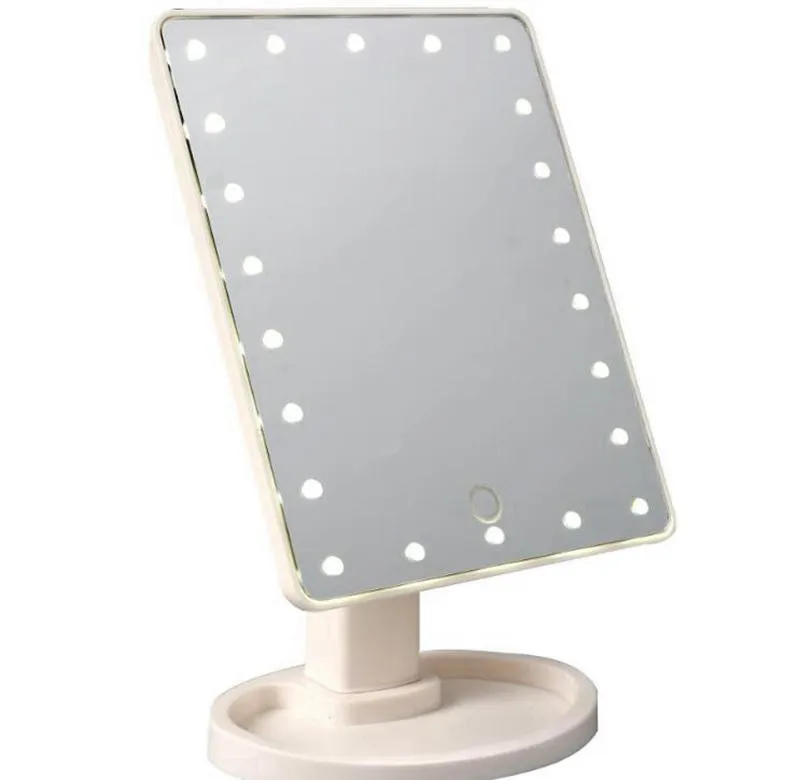 360 Derece Rotasyon Dokunmatik Ekran Makyaj Ayna Kozmetik Katlanır Taşınabilir Kompakt Cep Ile 22 LED Işıkları Makyaj Aracı Ücretsiz DHL