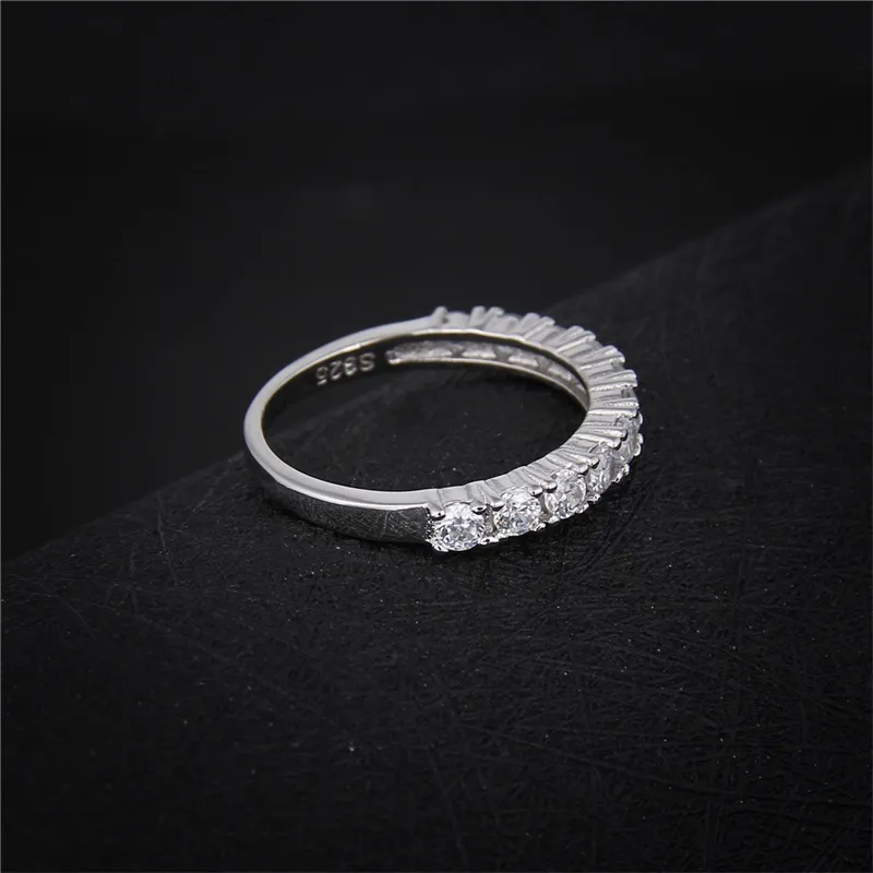 YHAMNI Real Solid 925 Sterling Silver Ring Luxury Cubic Zirconia Anelli di nozze le donne White Crystal Anelli di barretta Dimensione 5-10 JR144