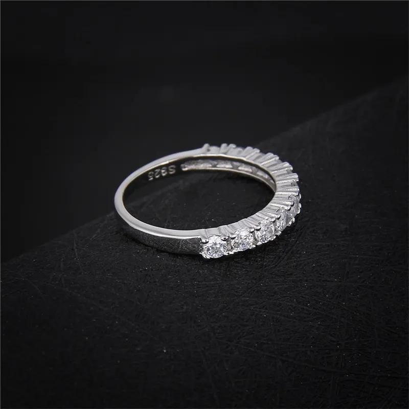 Yhamni echte solide 925 sterling zilveren ring luxe cubic zirconia trouwringen voor vrouwen witte kristallen vinger ringen maat 5-10 jr144