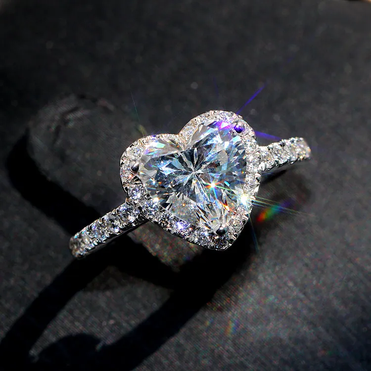 Sterling Silver Heart Promise Ring - .925 Silver, Choose Your Color