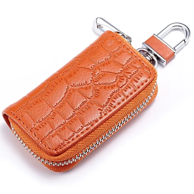 Pequenos sacos para chave multi cores multifuncional crocodilo de couro genuíno zipper carteira chave do carro presente relativo à promoção