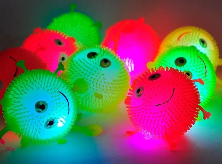 Nyhet belysning ljus squeeze anti stress leksaker autism flush kanin flash boll elasticitet roliga leksaker för barn lysande färg slumpmässig