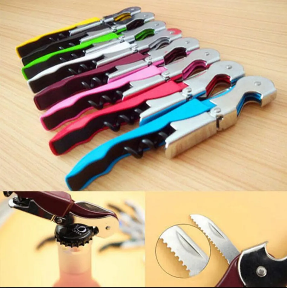 Stainless Steel Cork Screw Corkscrew MultiFunction Wine Bottle Cap Opener Double Hinge Waiters Corkscrew Wine Opener OOA4626322921