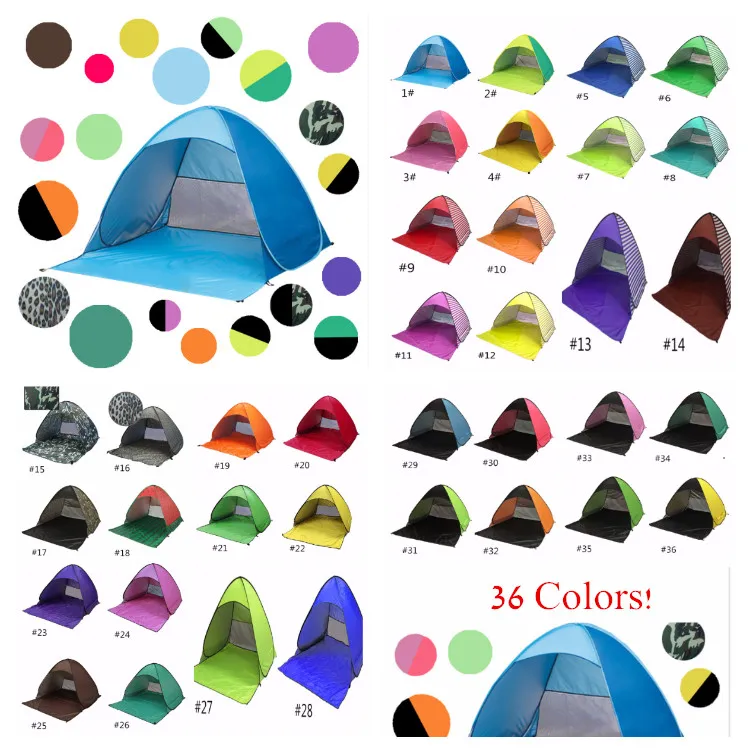 Simple Tents Quick Automatic Opening Outdoors Tents Camping Shelters for 2-3 People UV Protection Tent for Beach Travel Lawn 36 Design