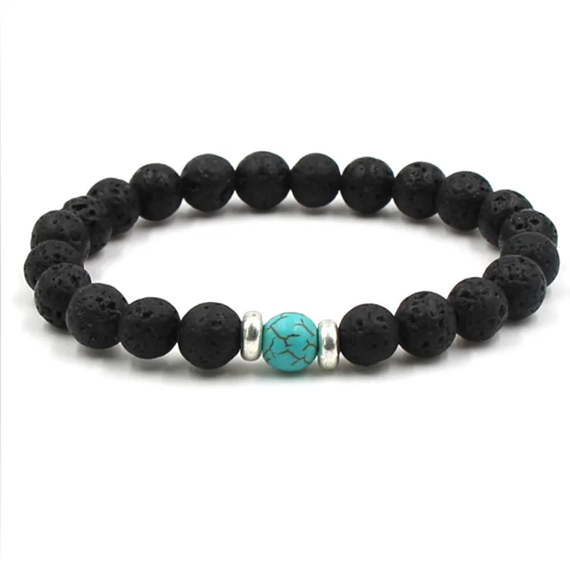 Beaded Lava Beads Natural Black Essential Elastic Bracelet Volcanic Rock Hand Strings Yoga Chakra Comfort