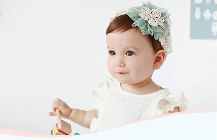 Baby bomull blomma huvudband elastiska hårband huvudbonader barn hår tillbehör ny mode stil varm sälja