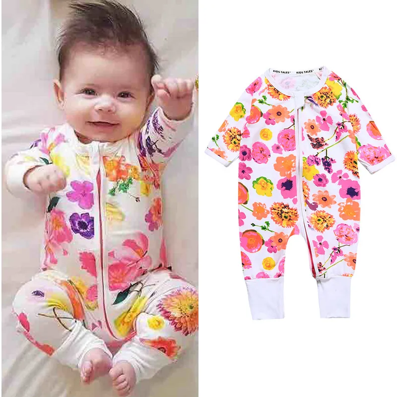 abbigliamento bambini Indumenti da notte neonati Pagliaccetti neonati Nuova moda Tute neonati Cartoon Manica lunga Neonato Vestiti ragazza 100% cotone