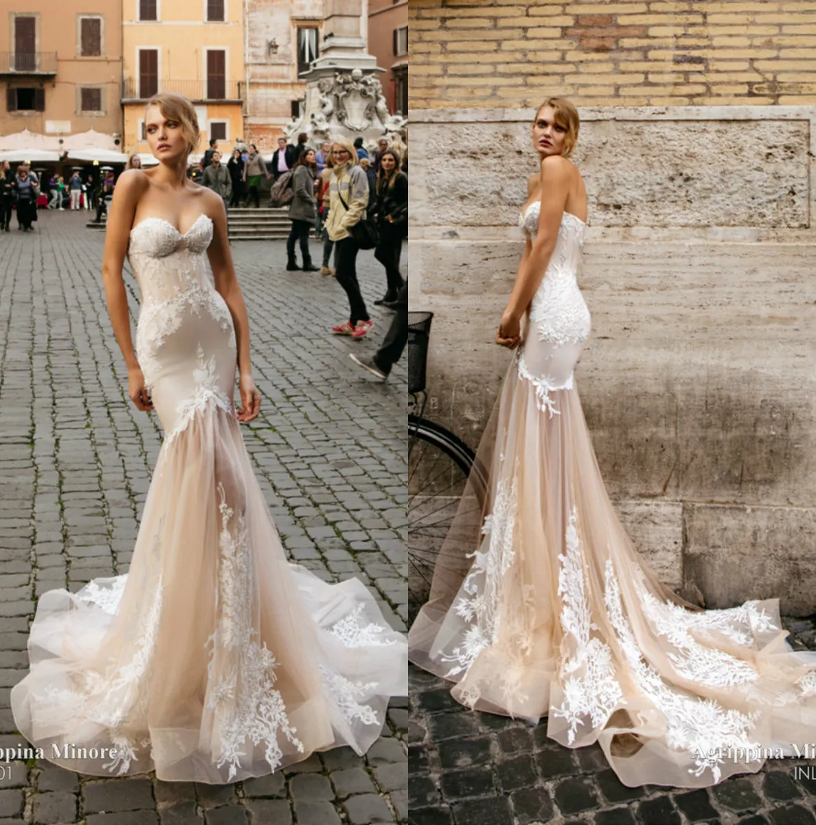 bianco evento top sposa pizzo Sposa Schiena Scoperta Abito Sposa Spalle Coperte Bianco Evento Top Sposa  In Pizzo E410 Arya Sposa