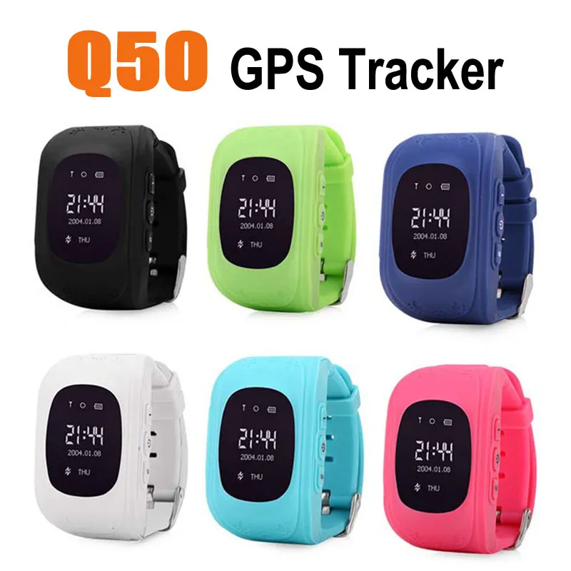 Barn smartwatch Q50 Smart Watch LCD LBS GPS Tracker Sim Telefon Klockor Säkerhet med SOS Call Barn Anti-Lost Quad Band GSM för iOS Android