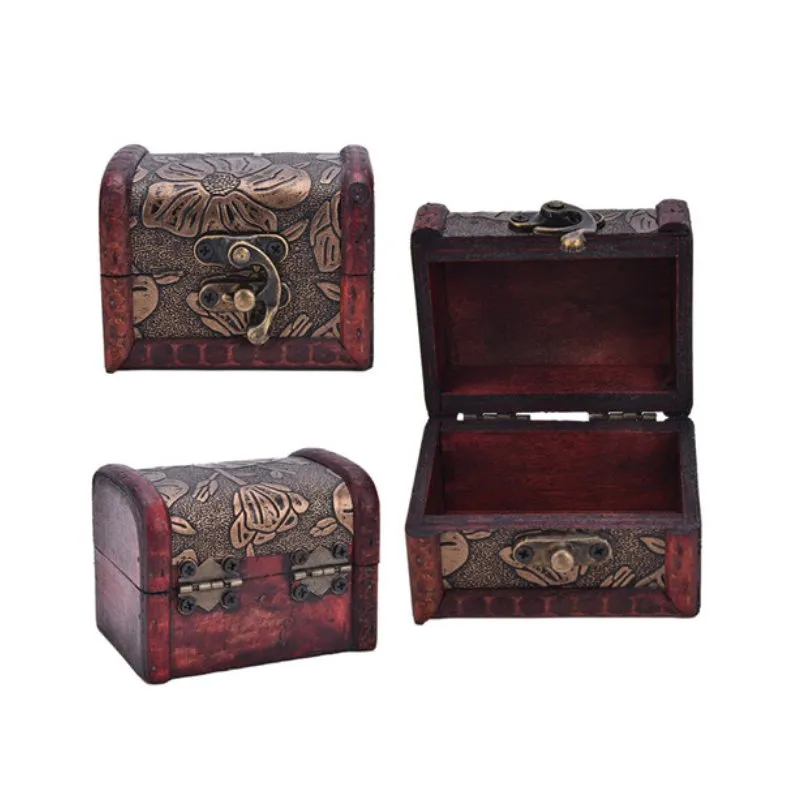 Vintage Wooden Jewelry Storage Treasure Chest Wood Box Carrrying Cases Organiser Gifts Antique old design Vintage Case