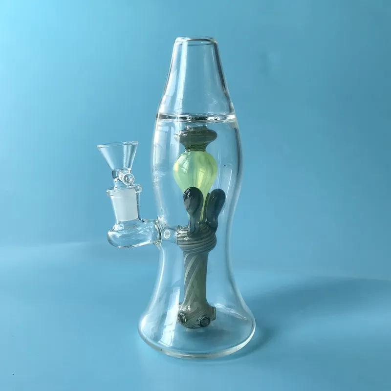 Neue Lavalampen-Glasbong 8-Zoll-Wasserpfeifen 5 mm dick 14 mm weibliche Gelenköl-Dab-Rig-Löcher Perc-Wasserpfeifen mit Schüssel XL-LX3