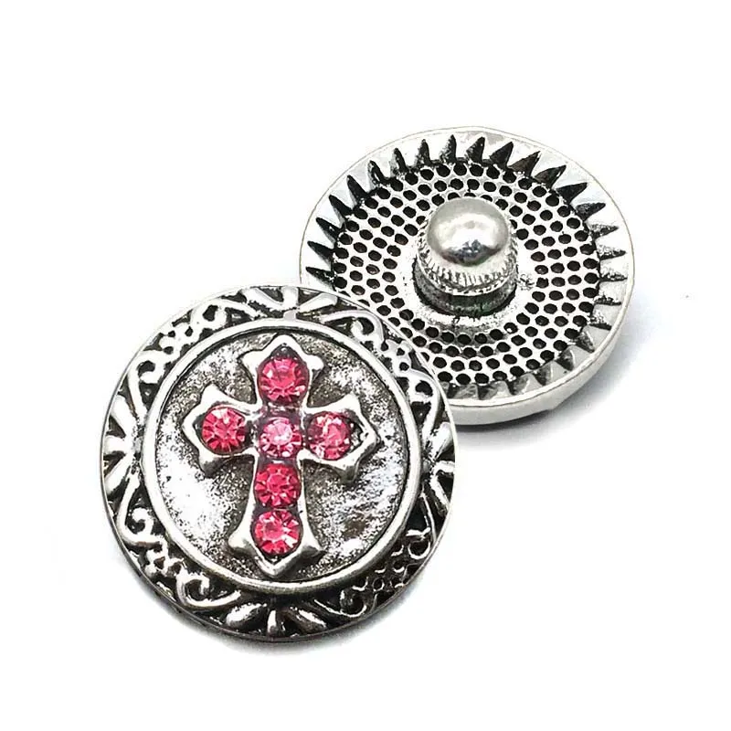 Interchangeable 20mm metal Rhinestone Snap Button w194 Cross fit 18mm Snap button Necklaces Bracelets for women gift jewelry291q