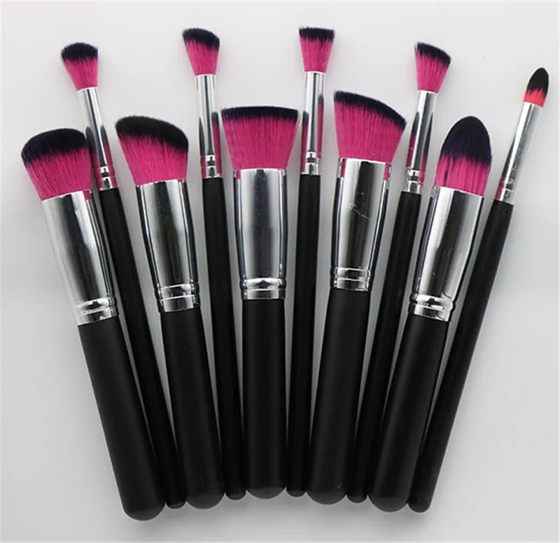 10st Kabuki Makeup Brushes Professionell Kosmetisk Borstkit Trähandtag Face Pulver Foundation Eyeshadow Blush Makeup Brush Set