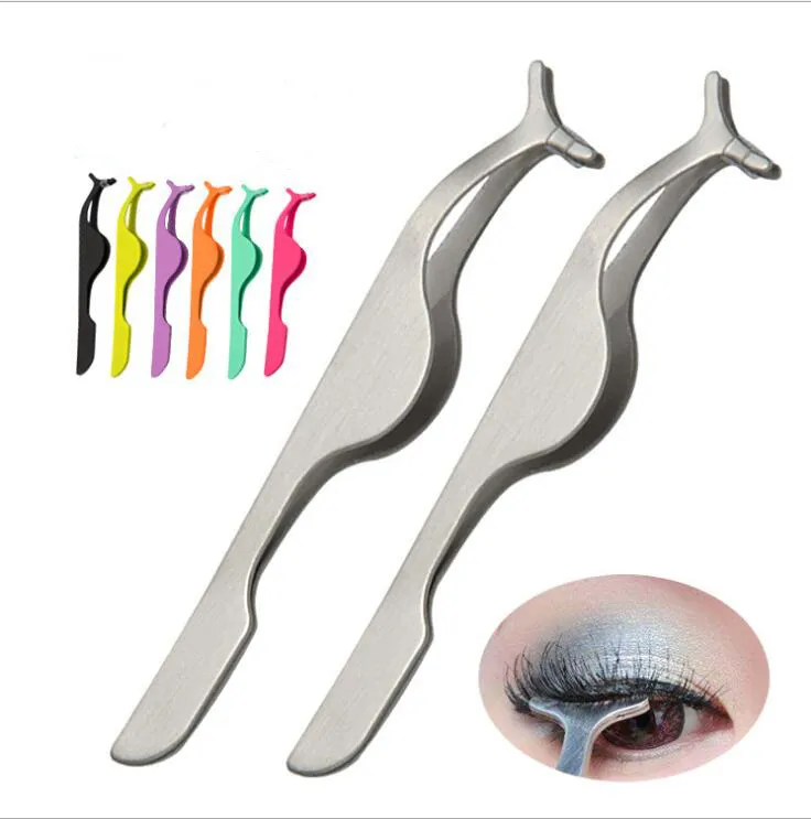 Ze stali nierdzewnej Eyelash Pęsety Aplikator Klip Fałszywy Eye Lash Curler Makeup Tool Beauty Multi-kolory