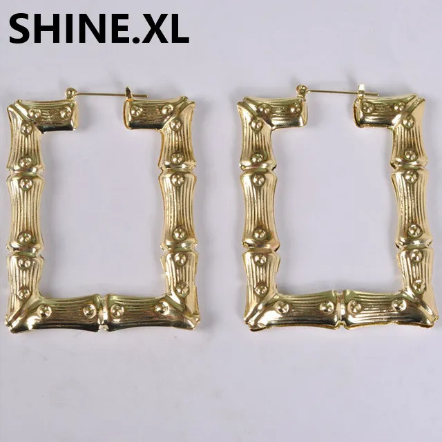 Big Bamboo Earrings Gold Tone Statement HipHop Trendy Star Heart Round Large Circle Hoop Earrings for Women7451614