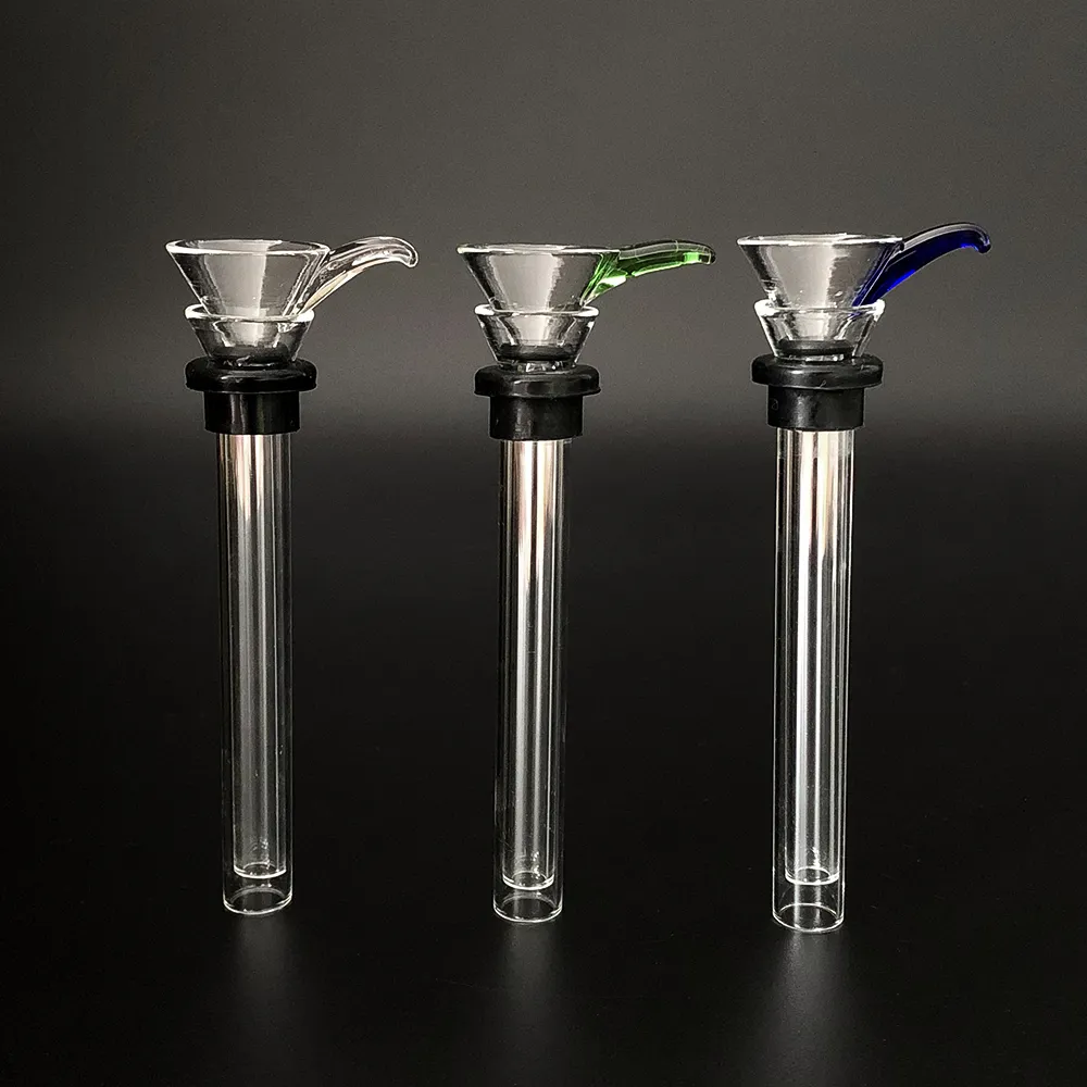 Lâminas de vidro macho e haste fêmea estilo funil com downstem simples de borracha preta para tubos de vidro de bong de vidro de água