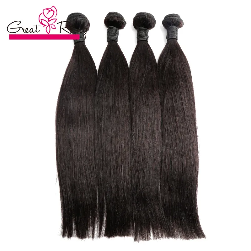 Pacotes de cabelo humano venda de negócios natural onda corporal preta reta de cabelo cacheado de 8-34 polegadas Extensões de trama virgem Greatremy /lote atacado