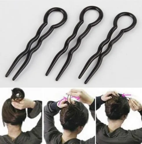 Sıcak Saç Şekillendirici Aksesuarları 3 adet Moda Chic Kadınlar El Yapımı Siyah Saç Çatal Pick Pin HDR-0129